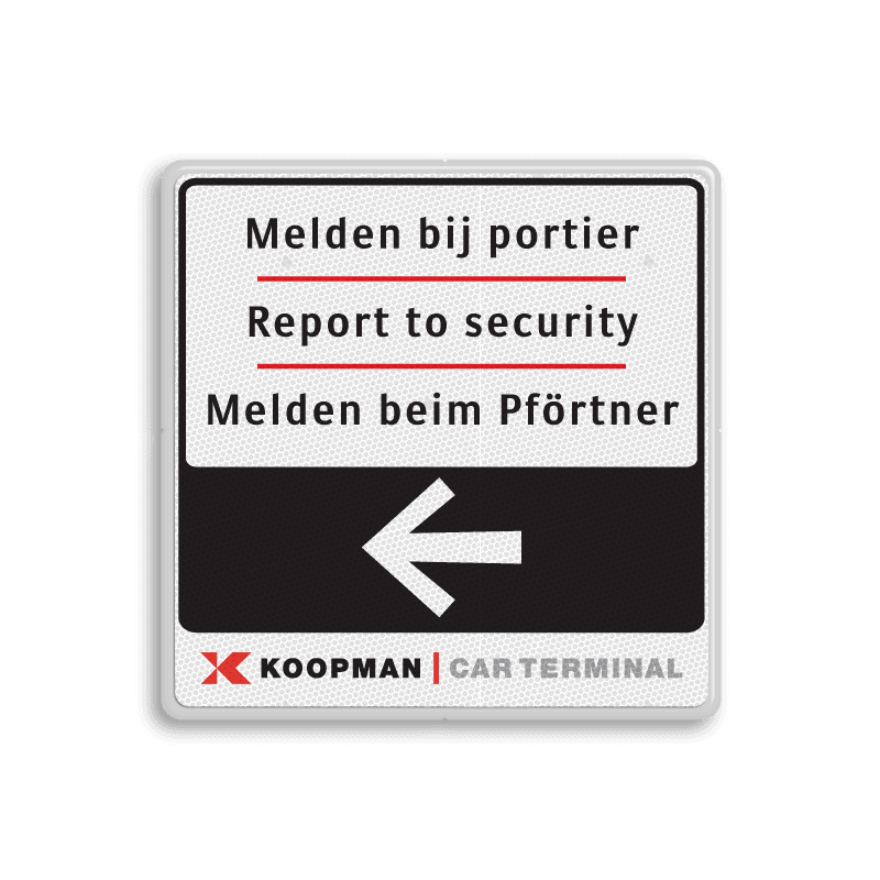 Vierkant routebord met Full-color opdruk, pijl en logo