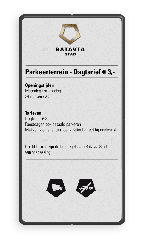 Verwijsbord zwart/wit - Tarievenbord - Bataviastad
