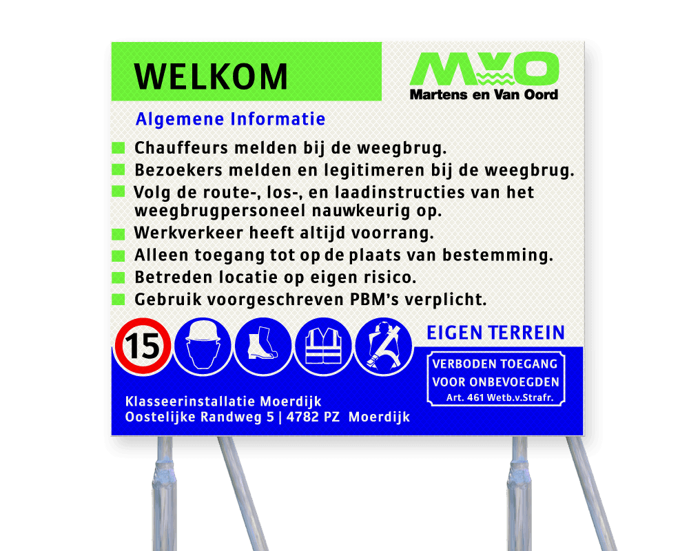Informatiebord eigen terrein - vlak op frame | Martens en Van Oord