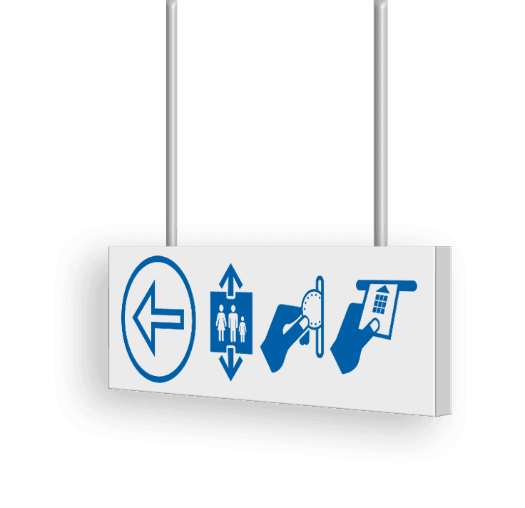 Verwijsbord kokerprofiel 600x200mm voor route voetgangers - met ophangogen