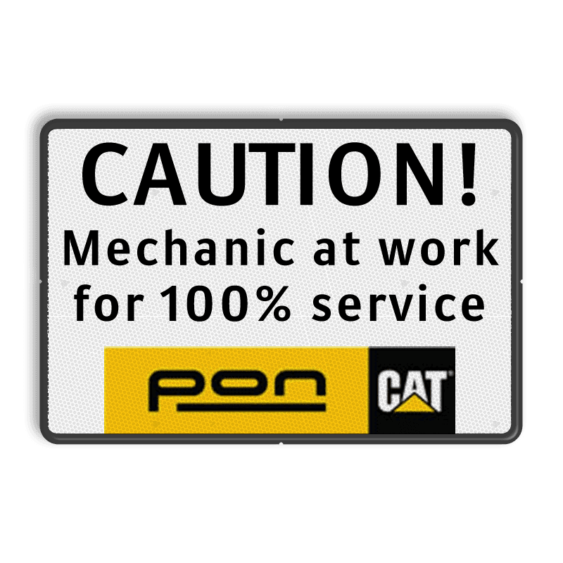 Logobord PON-Equipment onderbord - CAUTION Mechanic at work