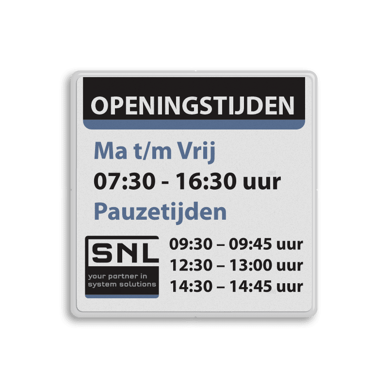 Tekstbord wit/zwart/ huisstijl SNL-LWM