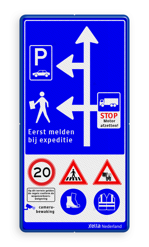 Routebord 1000x2000mm met logo en veiligheidspictogrammen