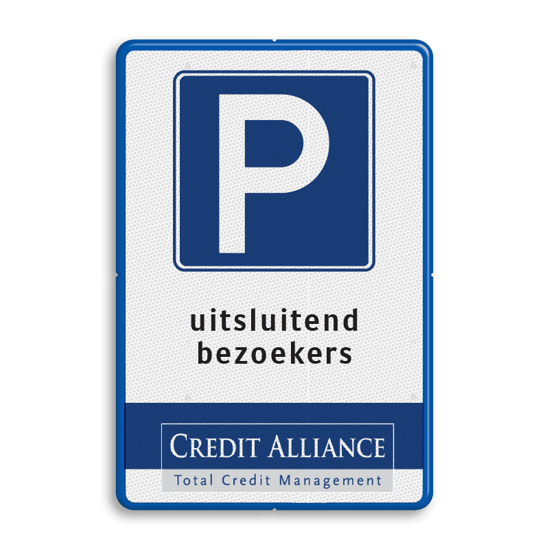 Rechthoekig parkeerbord in huisstijl bedrijf voor bezoekers