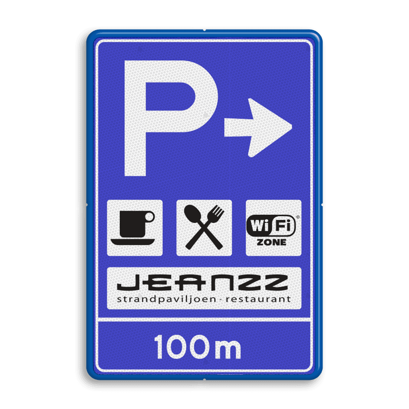 Parkeerbord RVV BW203 inclusief pijl en logo