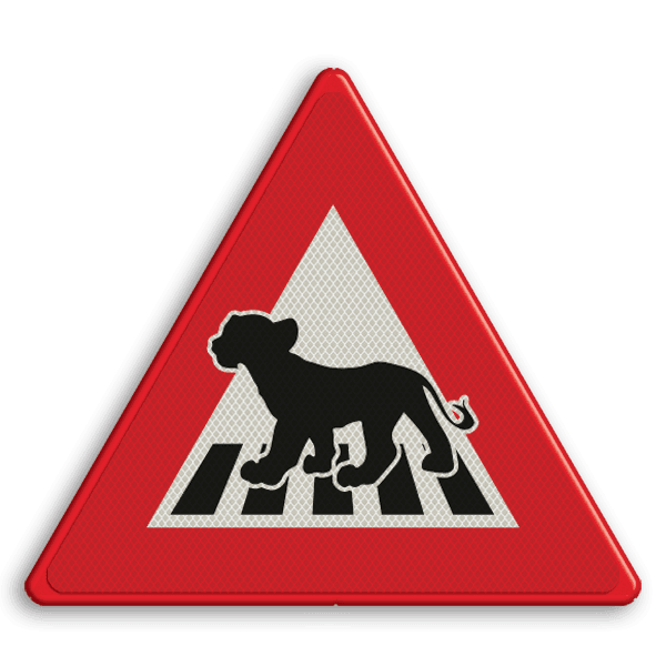 Verkeersbord overstekend wild - leeuw