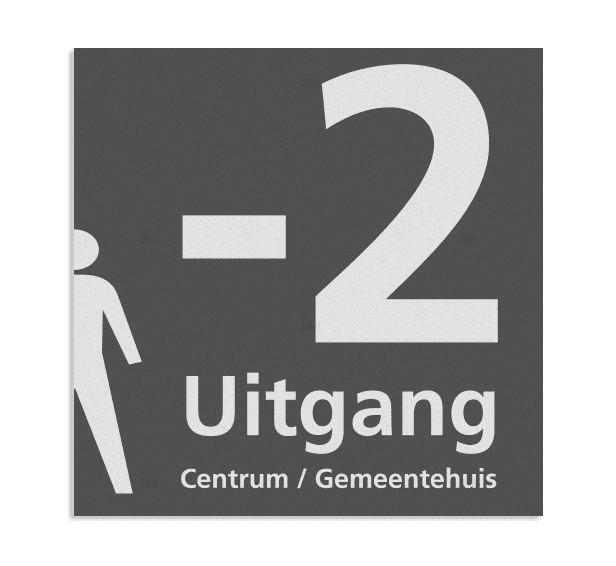 Vlak bord 1000x1000mm met informatie verdieping