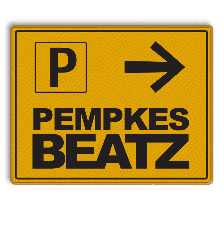 Tijdelijk routebord parkeren met logo evenement