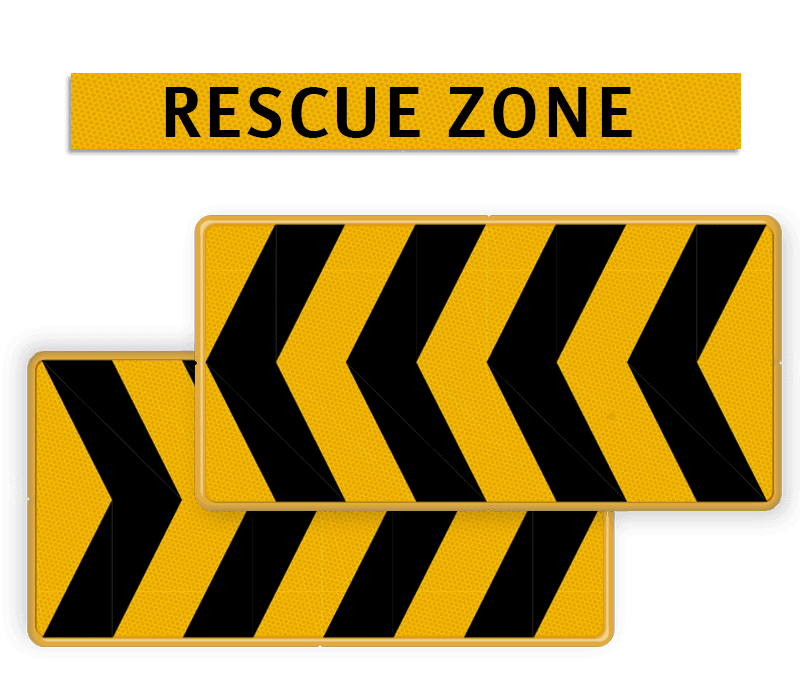 Bordenset RESCUEZONE 2x Pijlkaderbord 1x ARV Tekstbord RESCUEZONE