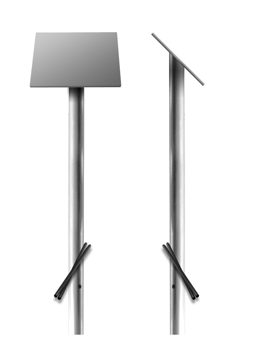 Aufsteller (Aluminium Ø48) 45 Grad für Infotafeln - zum Einbetonieren