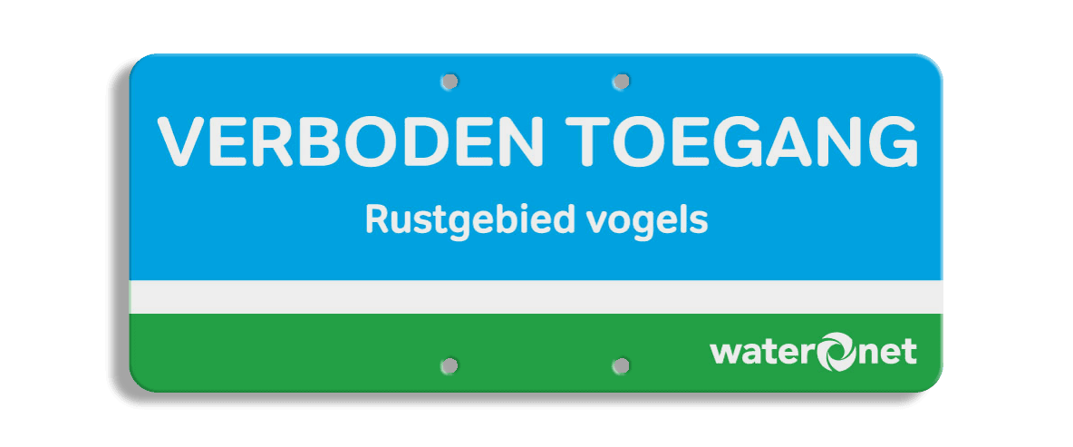 Informatiepneel ALUMINIUM 240x100x3mm wit + 2 kleuren opdruk - Vogel Rustgebied