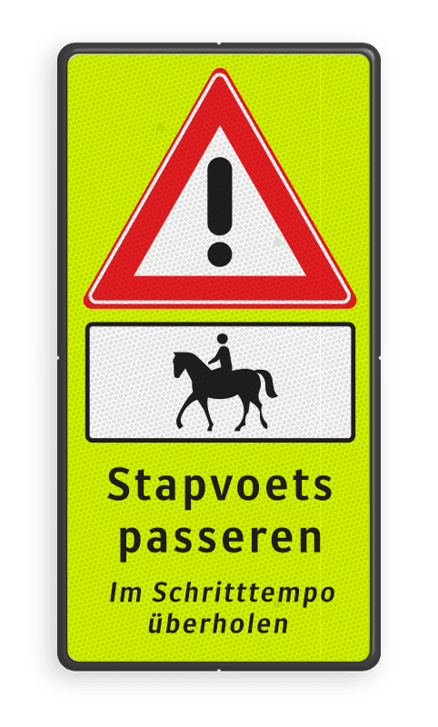 Verkeersbord Ruiter te paard, stapvoets passeren - 2 talig