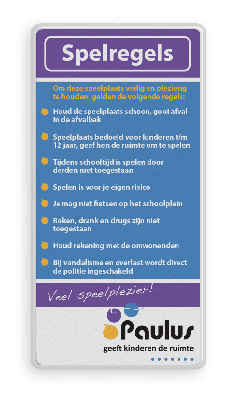 Informatiebord spelregels + logo full-colour opdruk