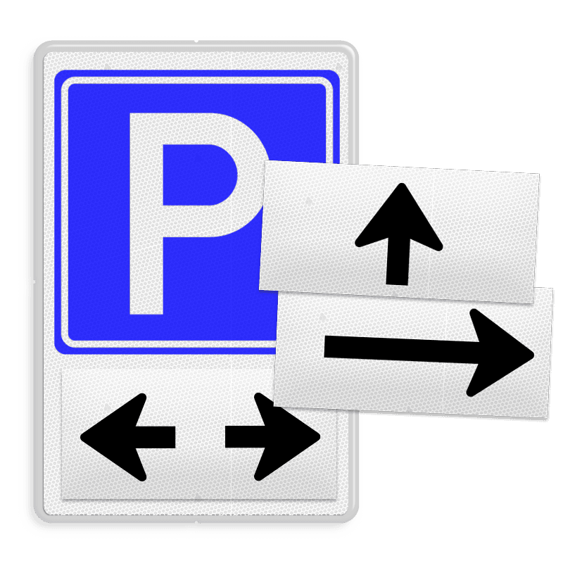 Parkeerbord met verwisselbare magneetpijlen