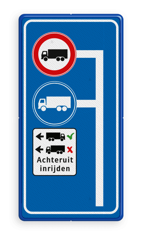 Bewegwijzeringsbord met route voor vrachtwagens