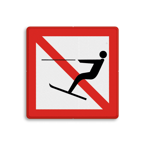 Scheepvaartbord BPR A.14 - Verboden te waterskiën