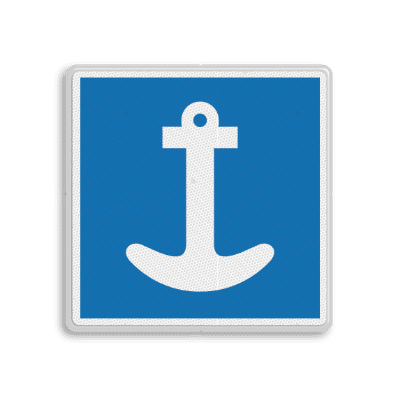 Scheepvaartbord BPR E.6 - Toestemming te ankeren