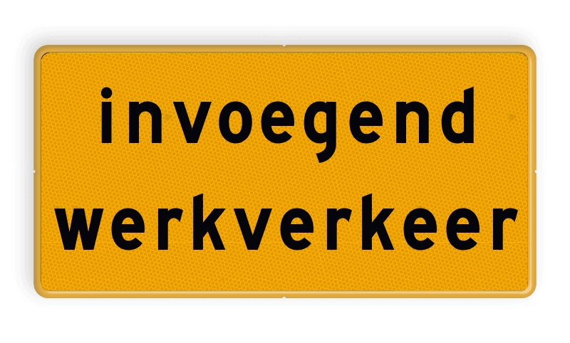 Tekstbord - OB627t - invoegend werkverkeer - Werk in uitvoering