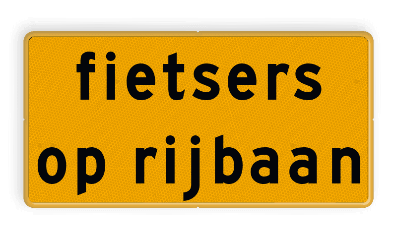 Tekstbord - OB745t - fietsers op rijbaan - Werk in uitvoering