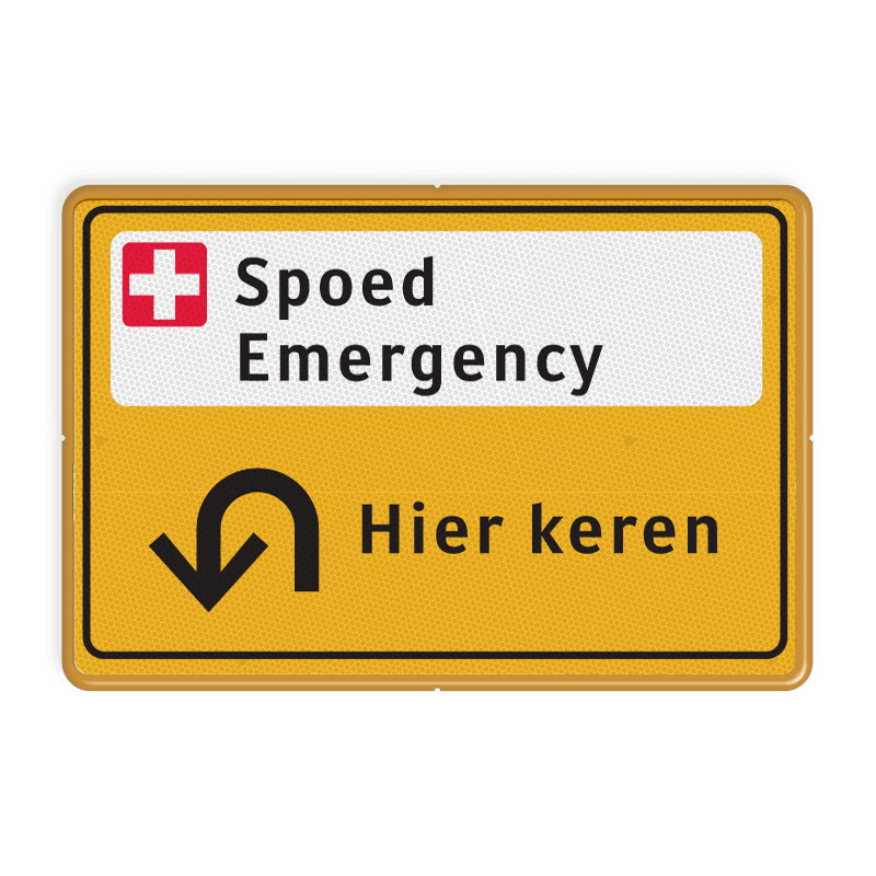 Omleidingsbord geel/zwart Spoedeisende Hulp met pijl en tekst