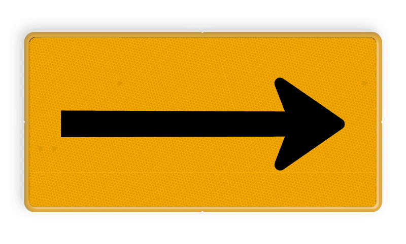 Verkeersbord geel met pijl links/rechts - RVV OB501t - reflecterend