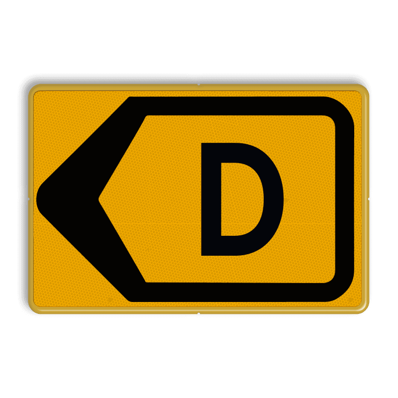 Verkeersbord omleiding + pijlkader linksaf - reflecterend