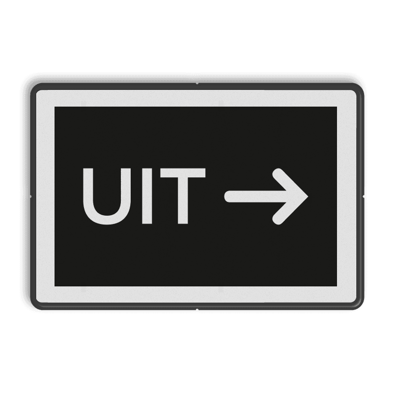 Verwijsbord zwart/wit - UIT - Bataviastad