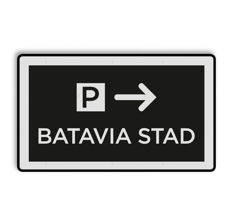 Verwijsbord zwart/wit 1700x1000x28mm - eigen ontwerp - Bataviastad