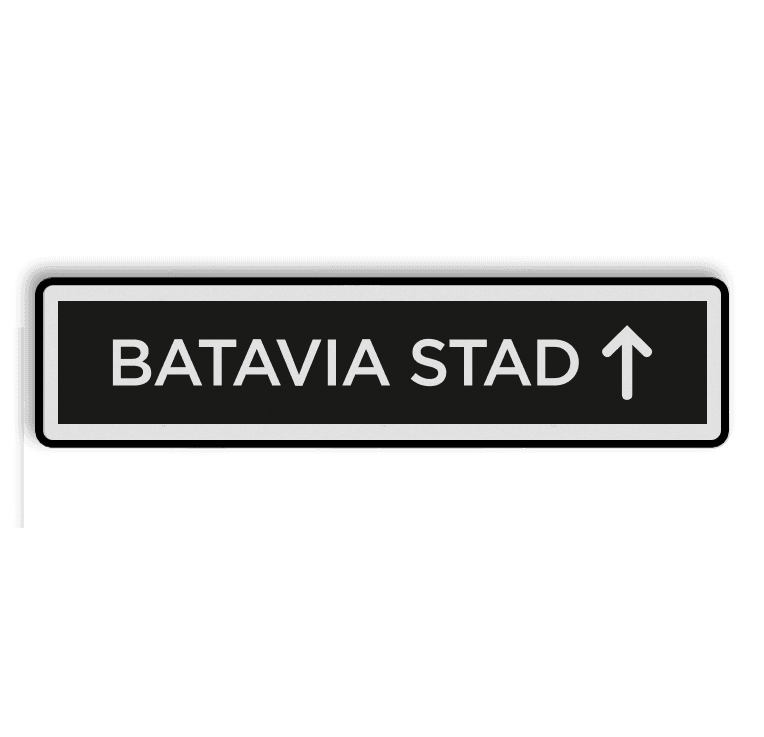 Verwijsbord zwart/wit 2000x500x28mm - eigen ontwerp - Bataviastad