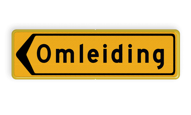 Verkeersbord omleiding links reflecterend