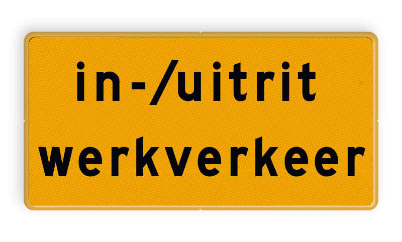 Tekstbord - OB623t - in-/uitrit werkverkeer - Werk in uitvoering