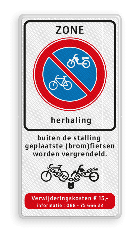 Verkeersbord E serie - fietsparkeren - zone - herhaling