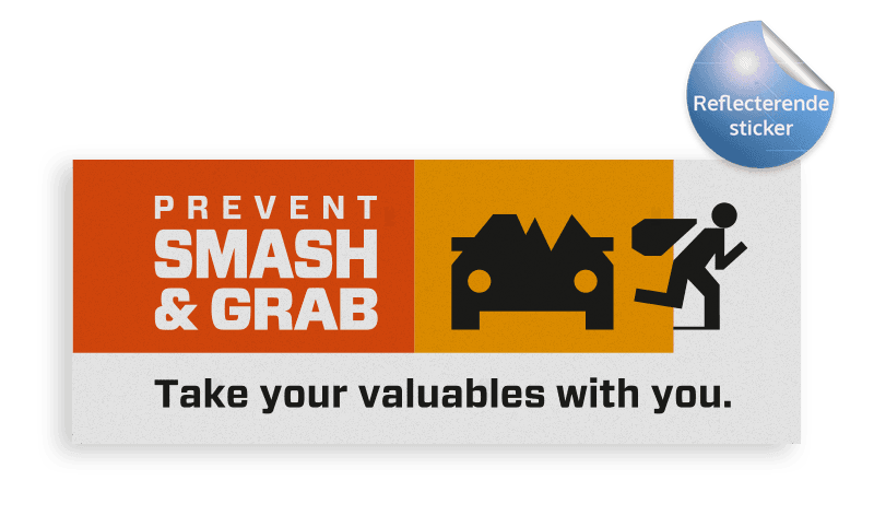Reflecterende sticker 400x150mm - PREVENT SMASH & GRAB