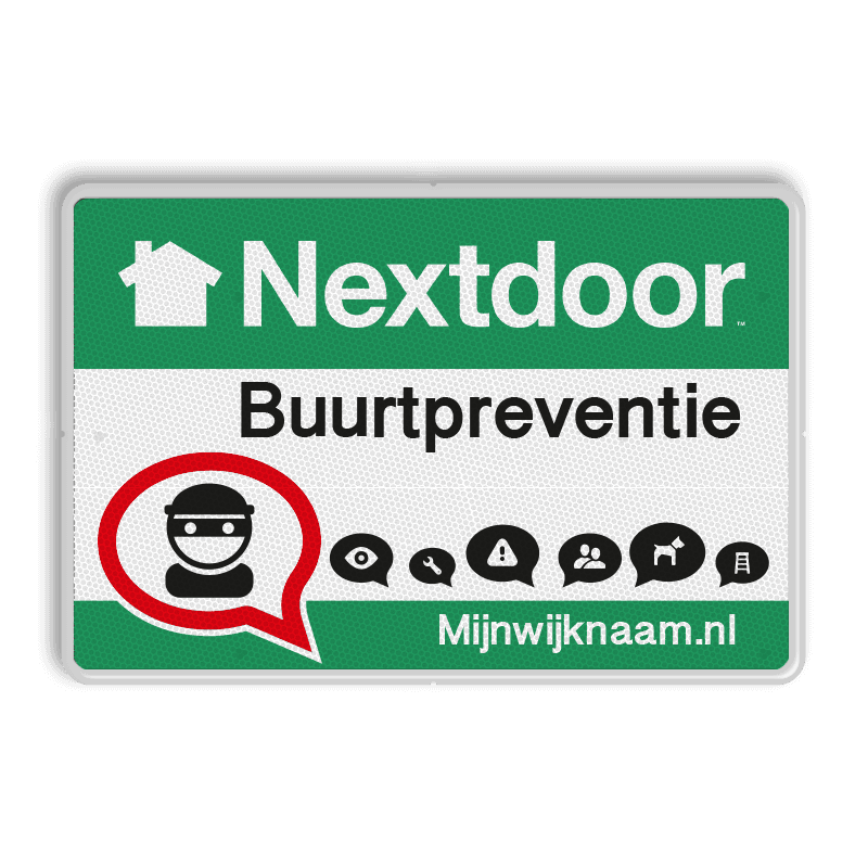 Nextdoor Buurtpreventie verkeersbord met wijknaam