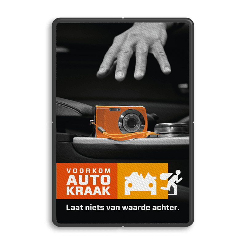 Campagnebord reflecterend - VOORKOM AUTOKRAAK - 002 Camera