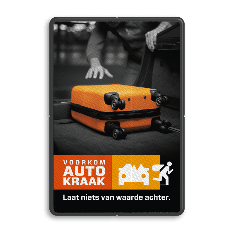 Campagnebord reflecterend - VOORKOM AUTOKRAAK - 005 Koffer