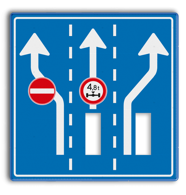 Informatiebord voorsorteren 1180x1180mm met uitsparingen voor 2 verkeerslichten