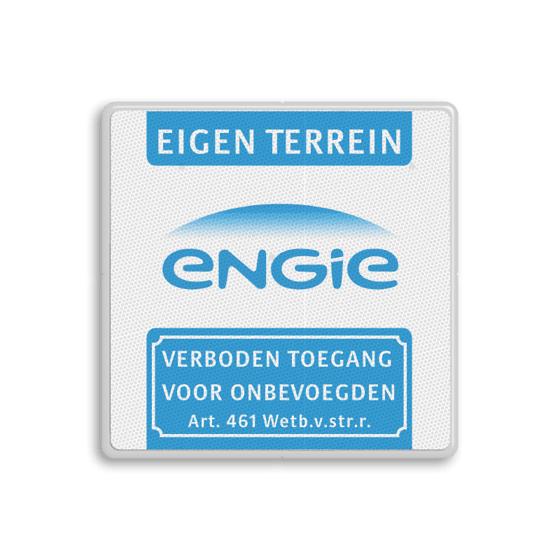 Informatiebord voor terrein met eigen logo en verboden toegang Art. 461