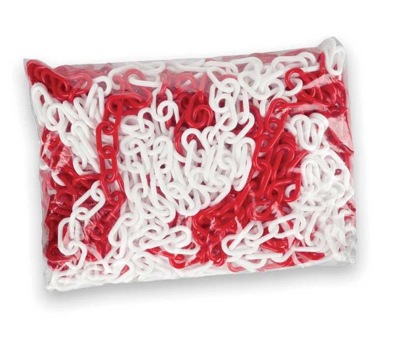 Afzetketting kunststof 6mm rood/wit - 25 meter