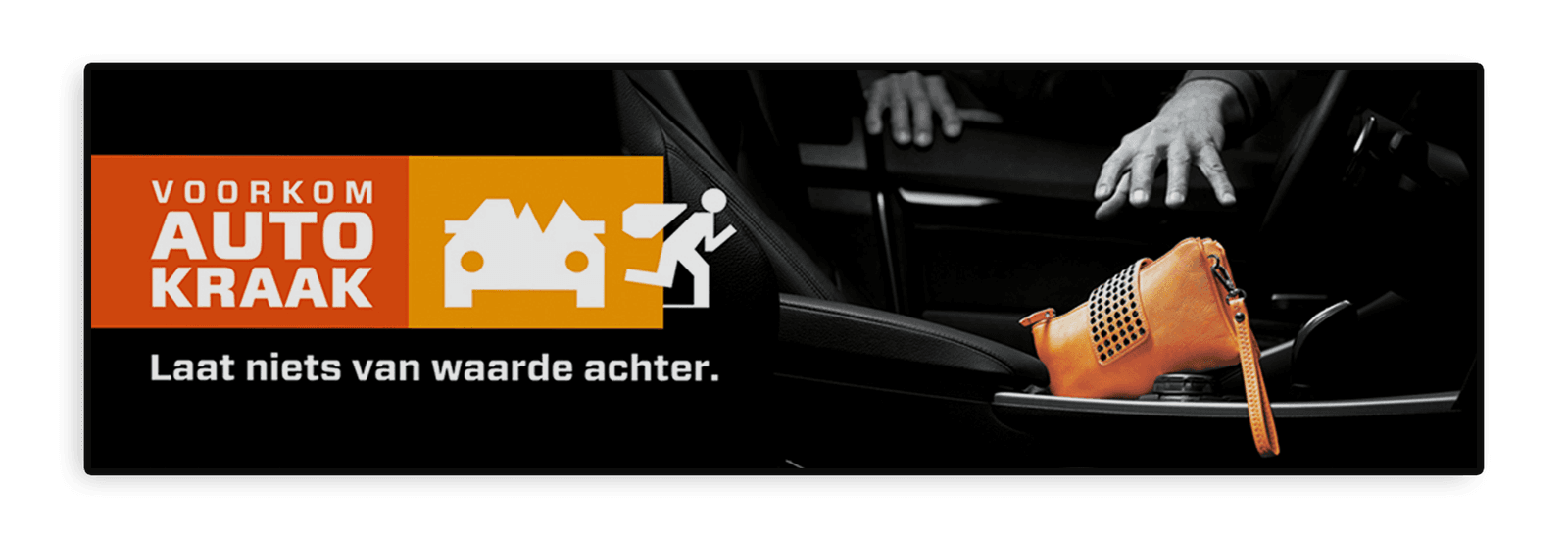 Campagnebord reflecterend - VOORKOM AUTOKRAAK - 2070x595x32mm