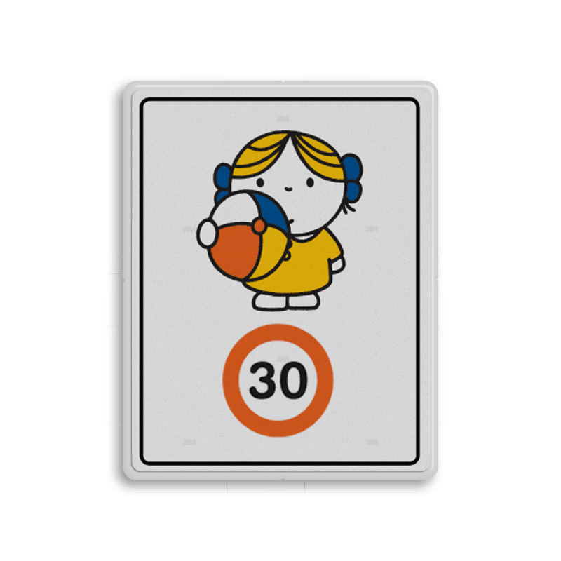 Attentiebord Dick Bruna snelheid - meisje met bal - LV.AB.J2