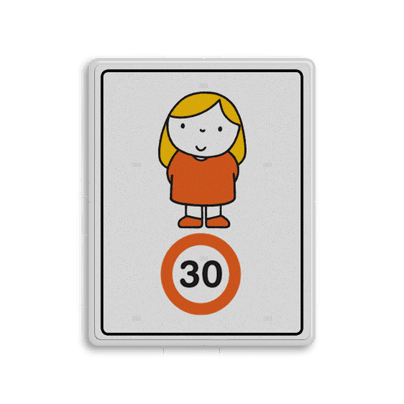 Attentiebord Dick Bruna snelheid - meisje met oranje jurkje - LV.AB.J10