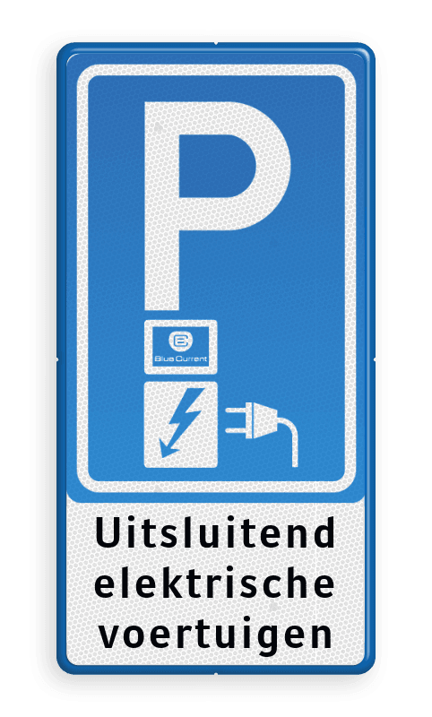 Verkeersbord RVV E08O - oplaadpunt + tekst - Blue Current