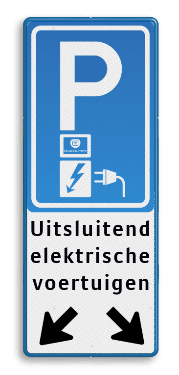 Verkeersbord parkeren elektrische voertuigen + pijlen - Blue Current
