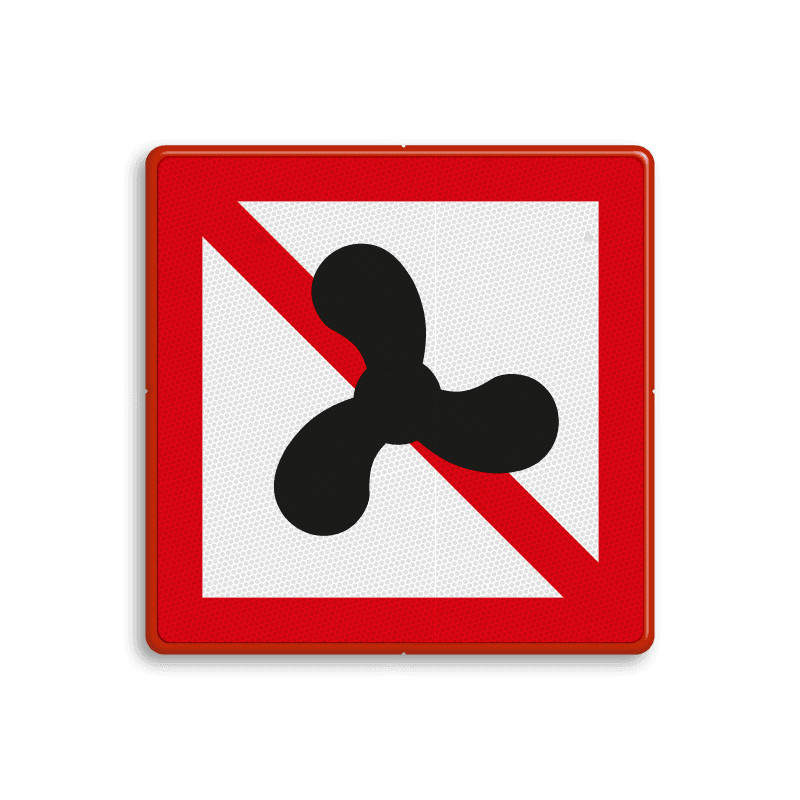Scheepvaartbord BPR A.12 - Verboden voor motorschepen