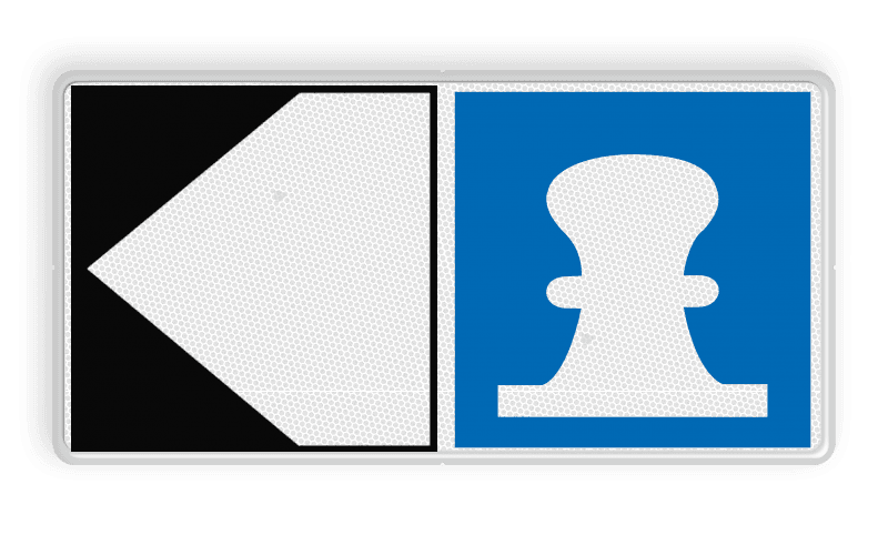 Scheepvaartbord BPR E.7 + F.2a - Toestemming af te meren aan de zijde van de pijl