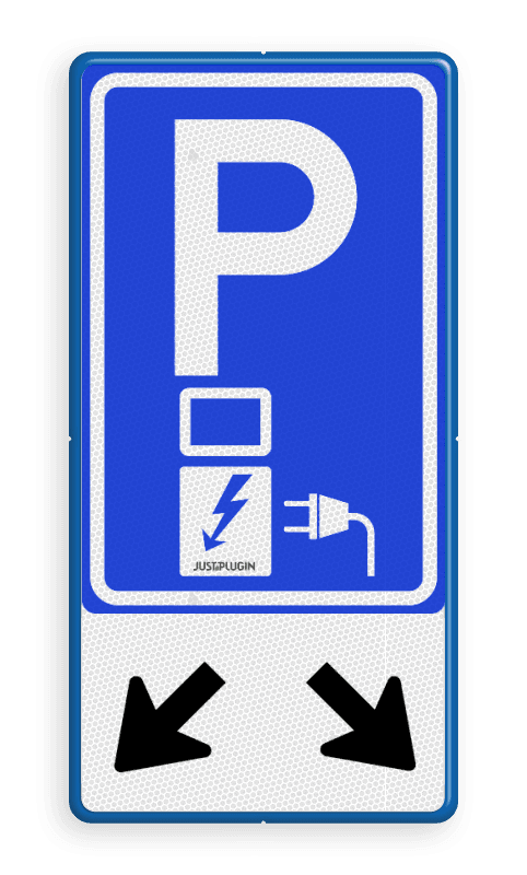 Verkeersbord RVV E08o - oplaadpunt - JustPlugin + pijlen