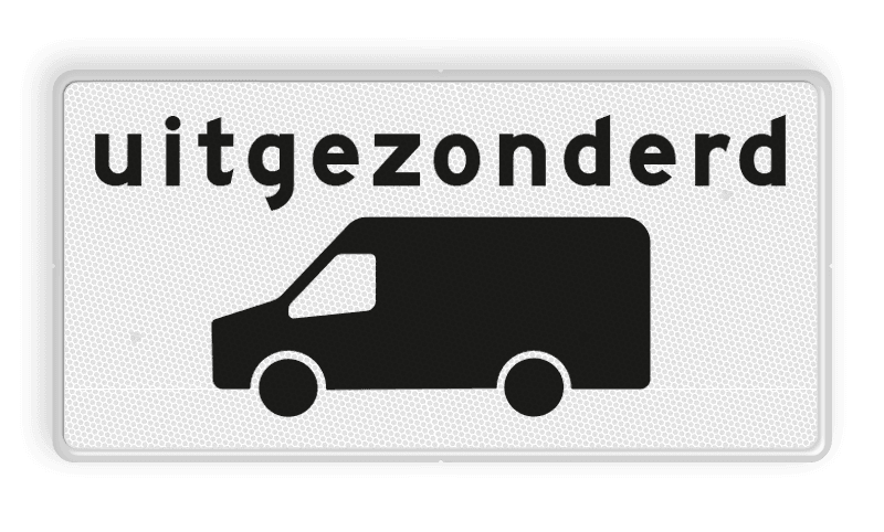 Verkeersbord RVV OB66 - Onderbord - Uitgezonderd transporter bus