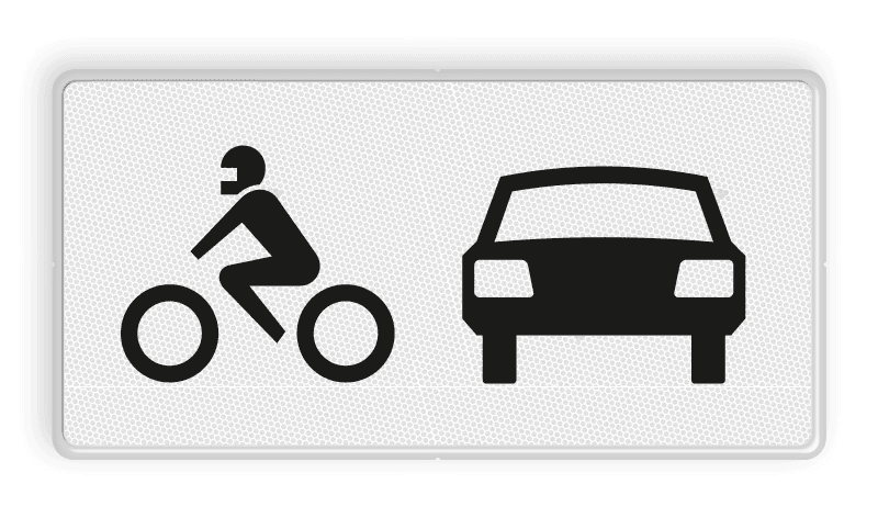 Verkeersbord RVV OB07 - Onderbord - Geldt alleen voor auto's en motoren