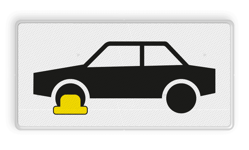 Verkeersbord RVV OB301 - Onderbord - Wielklemregeling van kracht